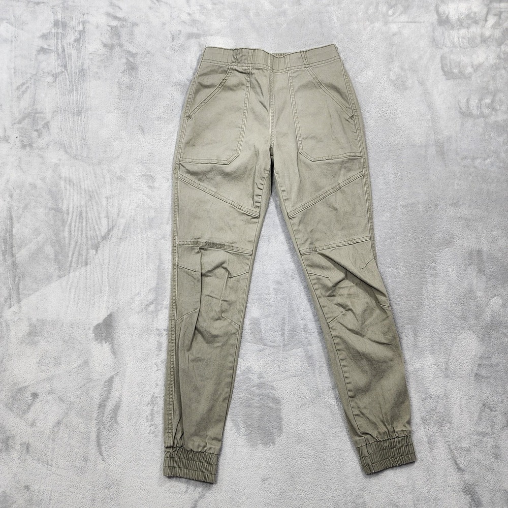 Sincerely Jules Jogger Pants Womens XS Green Twill Elastic Waist Cuffed Pockets